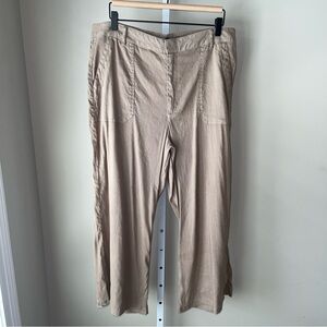 KUT from the Kloth Women’s Size 14 Beige Linen Blend Wide Leg Pants